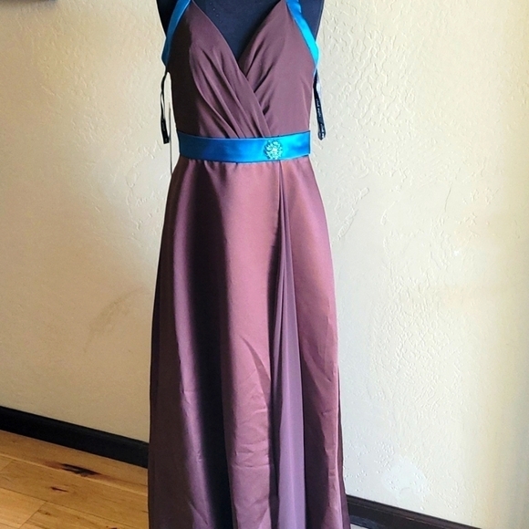 Alfred Angelo Espresso Teal Espresso Halter Ball Gown 10 - Picture 1 of 9